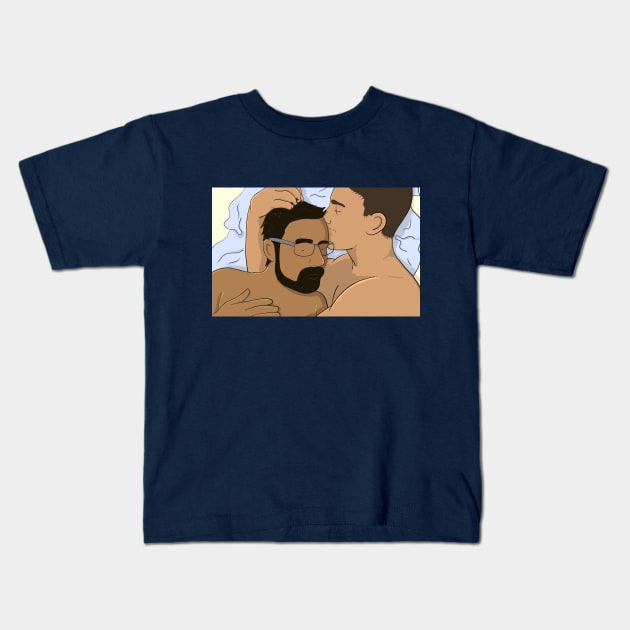 Adorable Couple In Bed Kids T-Shirt by WhereyBeary